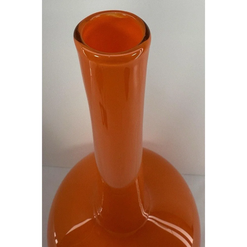 Katrina Hude 1996 Orange Studio Art Glass Vase 20″‎ Signed Blown Glass